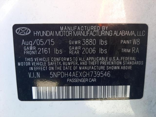 Photo 9 VIN: 5NPDH4AEXGH739546 - HYUNDAI ELANTRA SE 