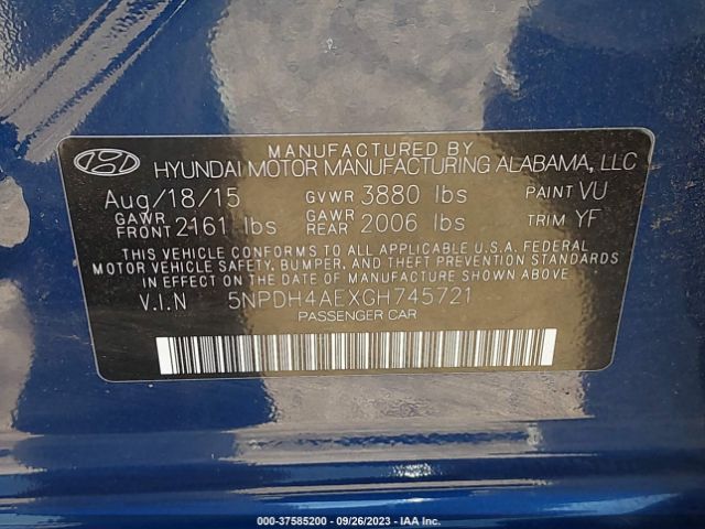 Photo 8 VIN: 5NPDH4AEXGH745721 - HYUNDAI ELANTRA 