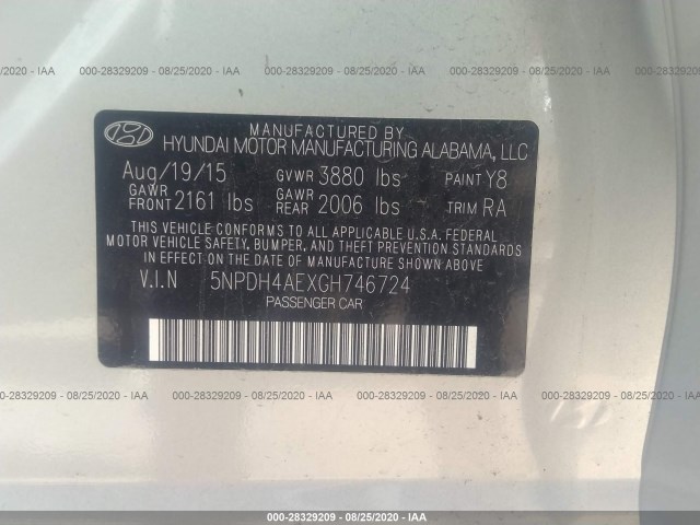 Photo 8 VIN: 5NPDH4AEXGH746724 - HYUNDAI ELANTRA 