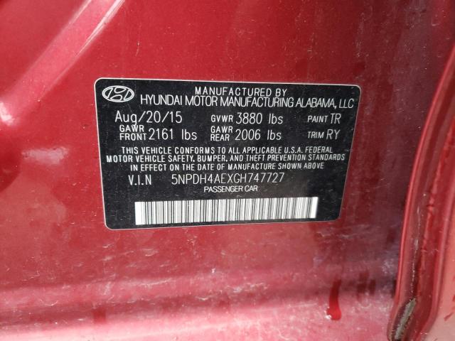 Photo 11 VIN: 5NPDH4AEXGH747727 - HYUNDAI ELANTRA SE 