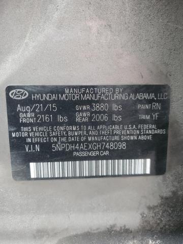 Photo 12 VIN: 5NPDH4AEXGH748098 - HYUNDAI ELANTRA 