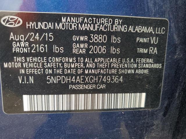 Photo 12 VIN: 5NPDH4AEXGH749364 - HYUNDAI ELANTRA 