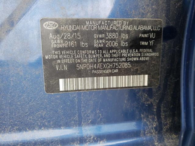 Photo 9 VIN: 5NPDH4AEXGH752085 - HYUNDAI ELANTRA SE 