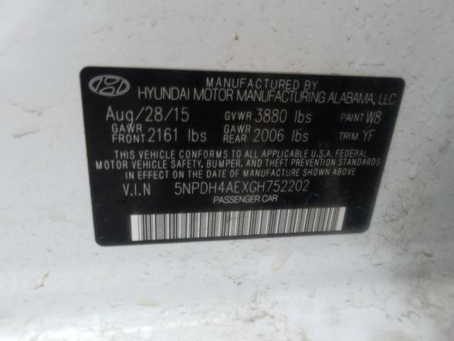 Photo 9 VIN: 5NPDH4AEXGH752202 - HYUNDAI ELANTRA SE 