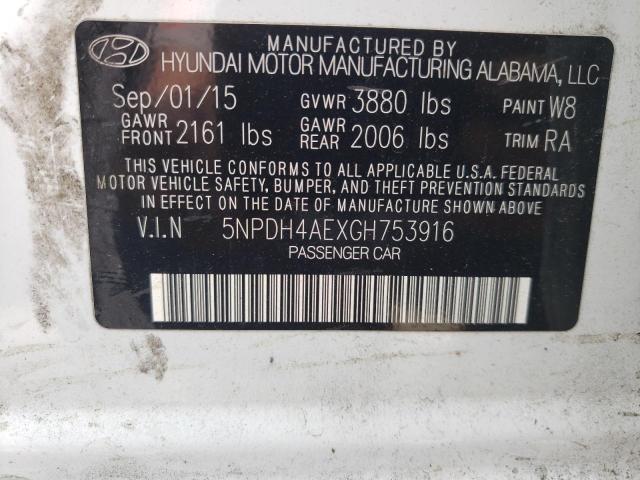 Photo 9 VIN: 5NPDH4AEXGH753916 - HYUNDAI ELANTRA SE 