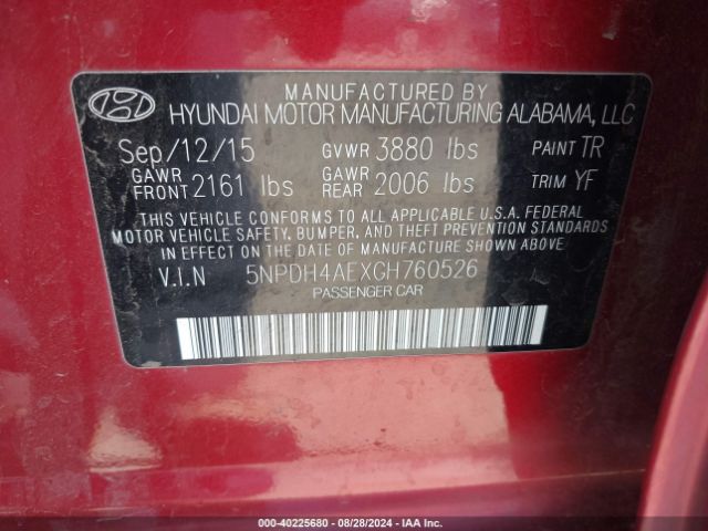 Photo 8 VIN: 5NPDH4AEXGH760526 - HYUNDAI ELANTRA 