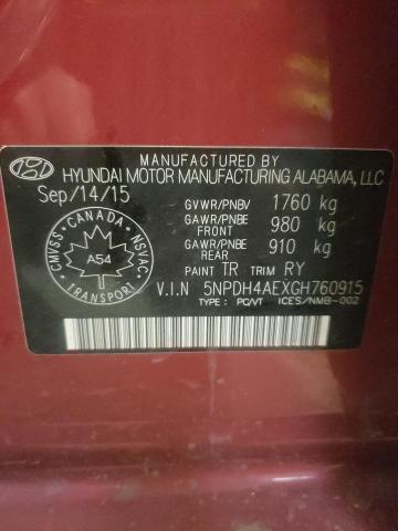 Photo 12 VIN: 5NPDH4AEXGH760915 - HYUNDAI ELANTRA 