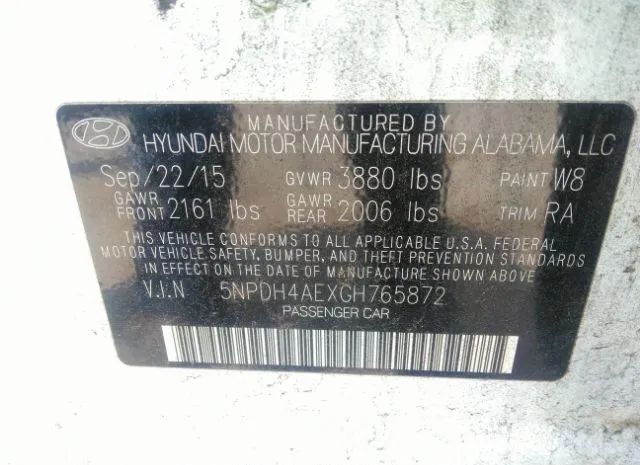 Photo 8 VIN: 5NPDH4AEXGH765872 - HYUNDAI ELANTRA 