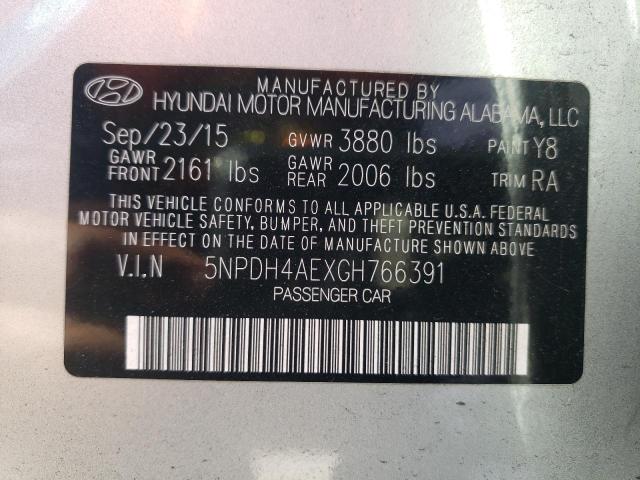 Photo 9 VIN: 5NPDH4AEXGH766391 - HYUNDAI ELANTRA SE 