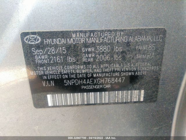 Photo 8 VIN: 5NPDH4AEXGH768447 - HYUNDAI ELANTRA 