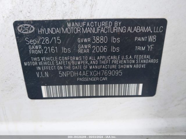 Photo 8 VIN: 5NPDH4AEXGH769095 - HYUNDAI ELANTRA 