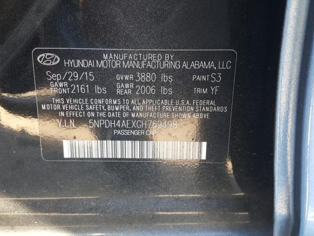 Photo 9 VIN: 5NPDH4AEXGH769498 - HYUNDAI ELANTRA SE 