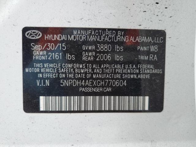 Photo 9 VIN: 5NPDH4AEXGH770604 - HYUNDAI ELANTRA SE 