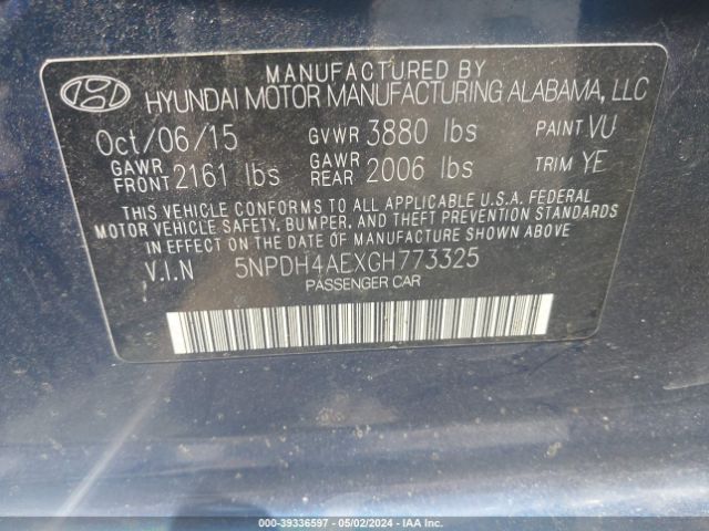 Photo 8 VIN: 5NPDH4AEXGH773325 - HYUNDAI ELANTRA 