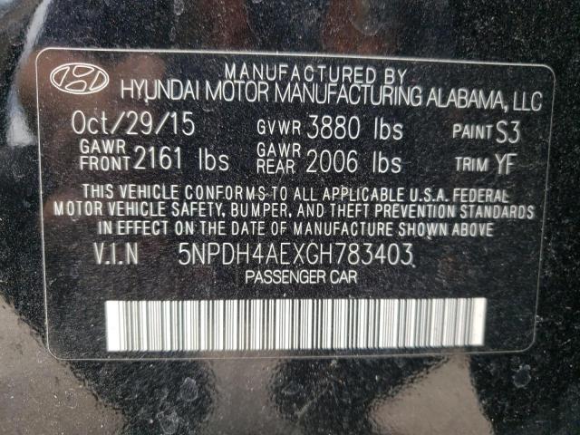 Photo 9 VIN: 5NPDH4AEXGH783403 - HYUNDAI ELANTRA SE 