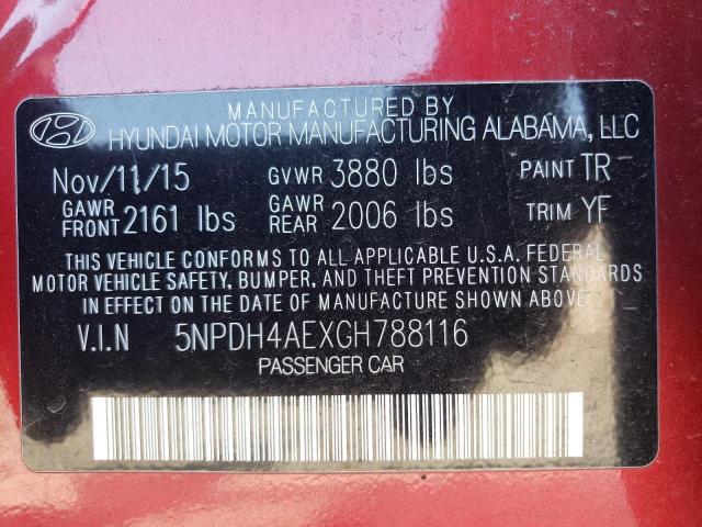 Photo 11 VIN: 5NPDH4AEXGH788116 - HYUNDAI ELANTRA SE 