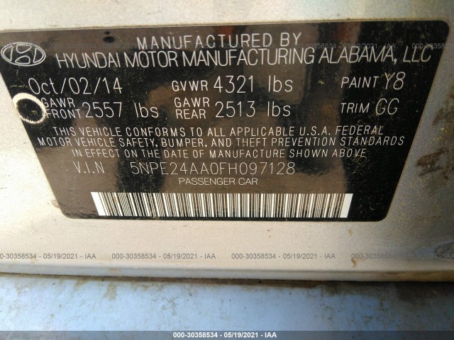 Photo 8 VIN: 5NPE24AA0FH097128 - HYUNDAI SONATA 