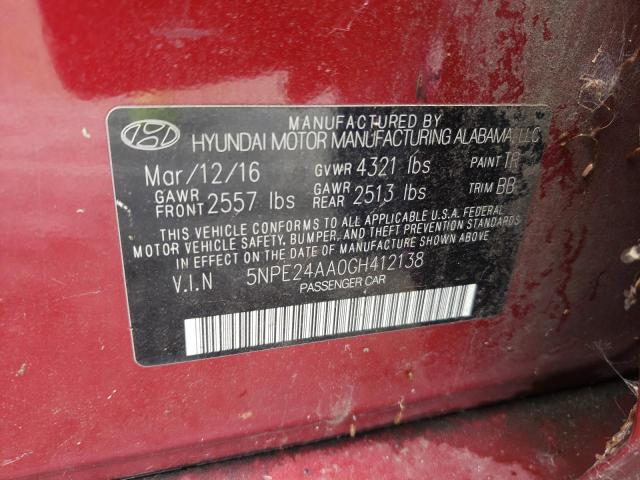 Photo 11 VIN: 5NPE24AA0GH412138 - HYUNDAI SONATA ECO 