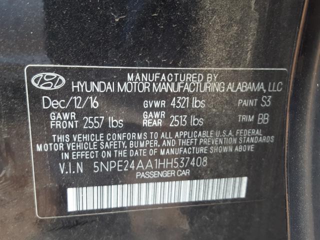 Photo 9 VIN: 5NPE24AA1HH537408 - HYUNDAI SONATA ECO 