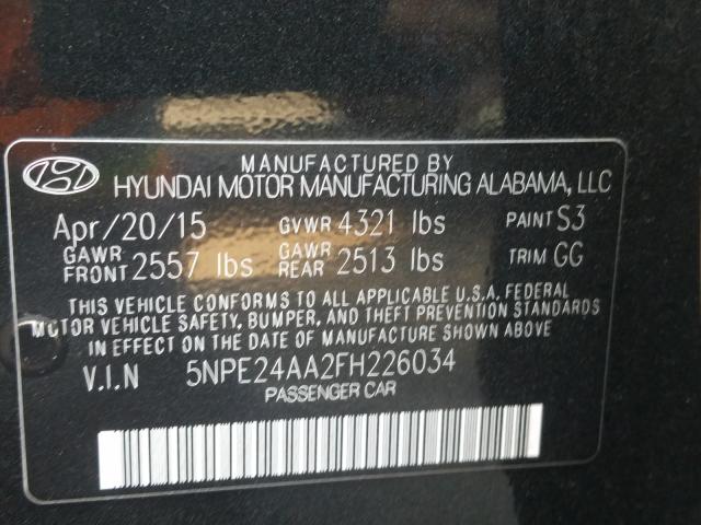 Photo 9 VIN: 5NPE24AA2FH226034 - HYUNDAI SONATA ECO 