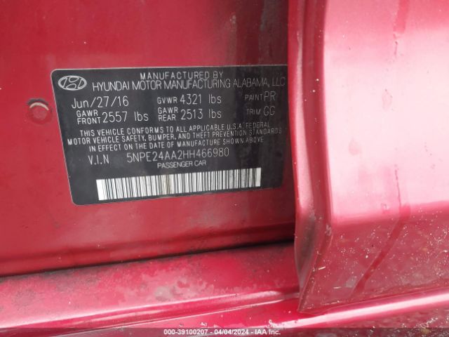 Photo 8 VIN: 5NPE24AA2HH466980 - HYUNDAI SONATA 