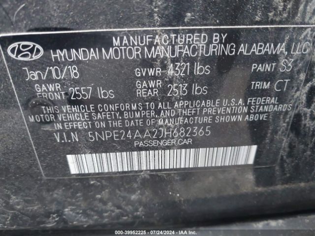 Photo 8 VIN: 5NPE24AA2JH682365 - HYUNDAI SONATA 