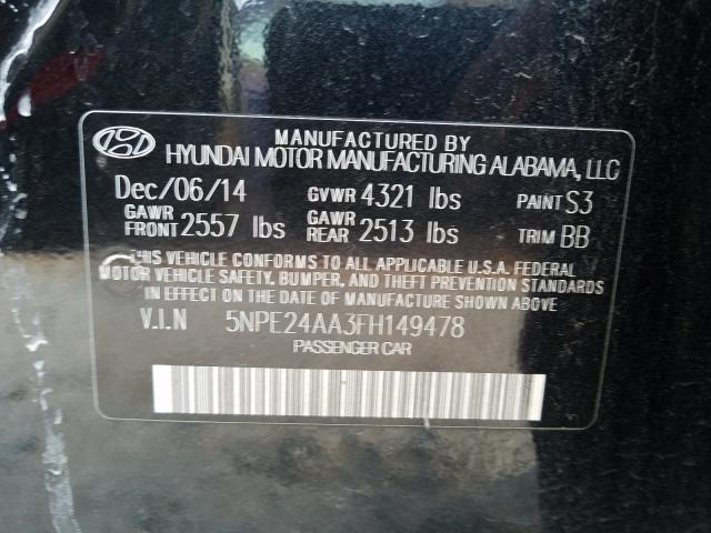 Photo 9 VIN: 5NPE24AA3FH149478 - HYUNDAI SONATA ECO 