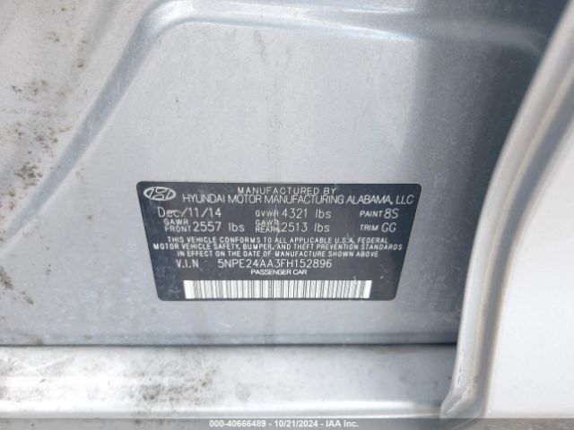 Photo 8 VIN: 5NPE24AA3FH152896 - HYUNDAI SONATA 