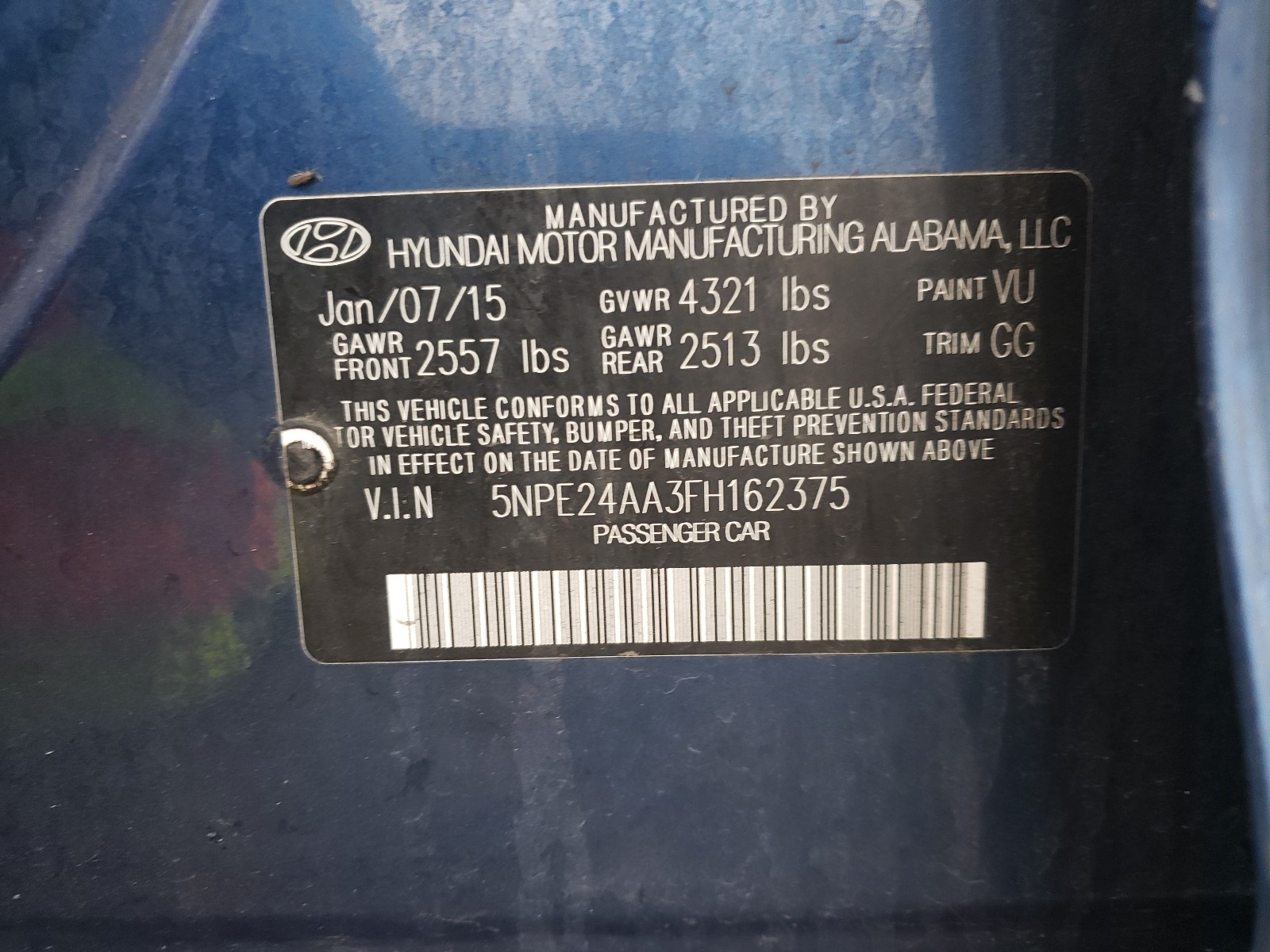 Photo 9 VIN: 5NPE24AA3FH162375 - HYUNDAI SONATA ECO 