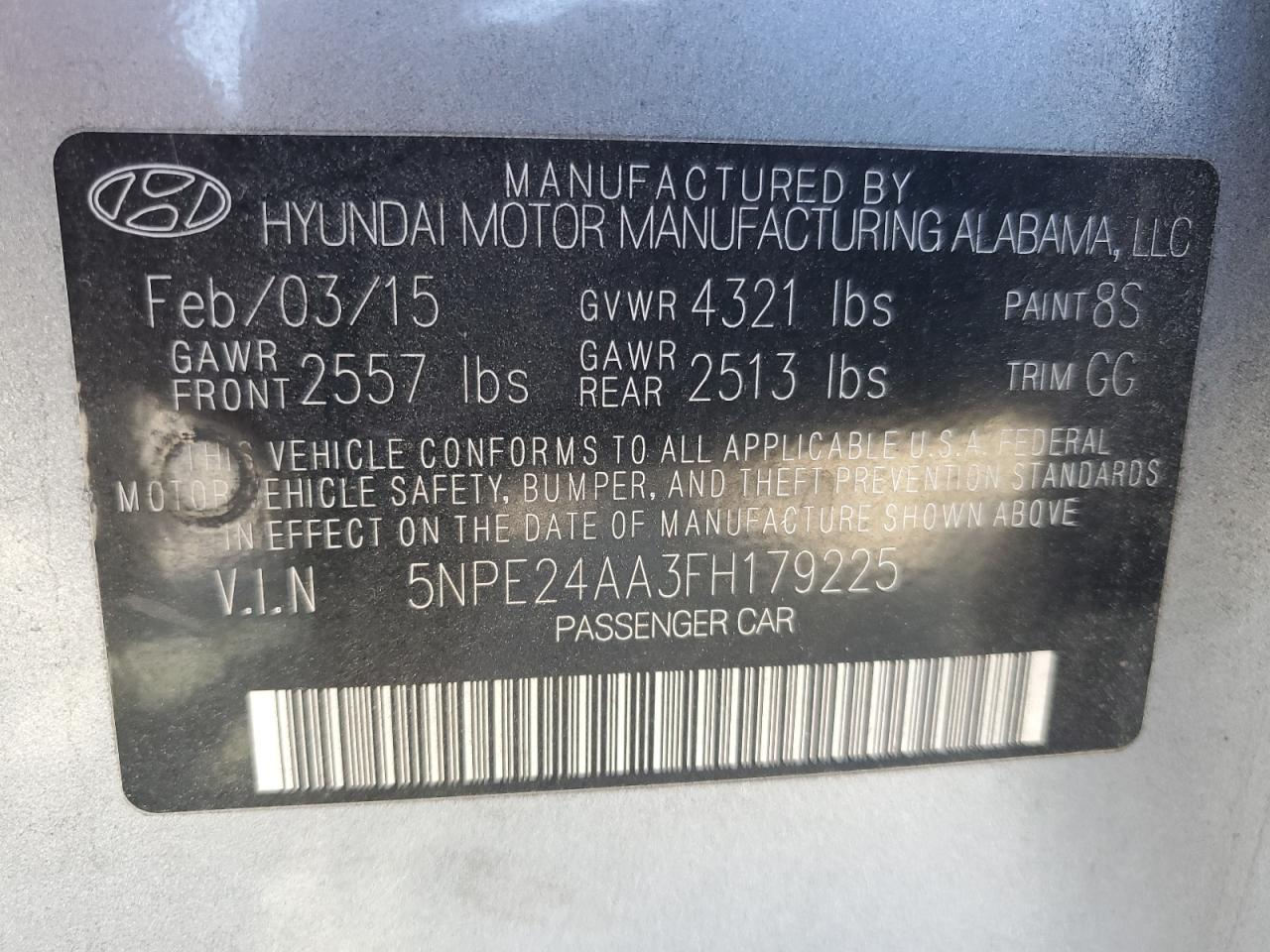 Photo 12 VIN: 5NPE24AA3FH179225 - HYUNDAI SONATA 