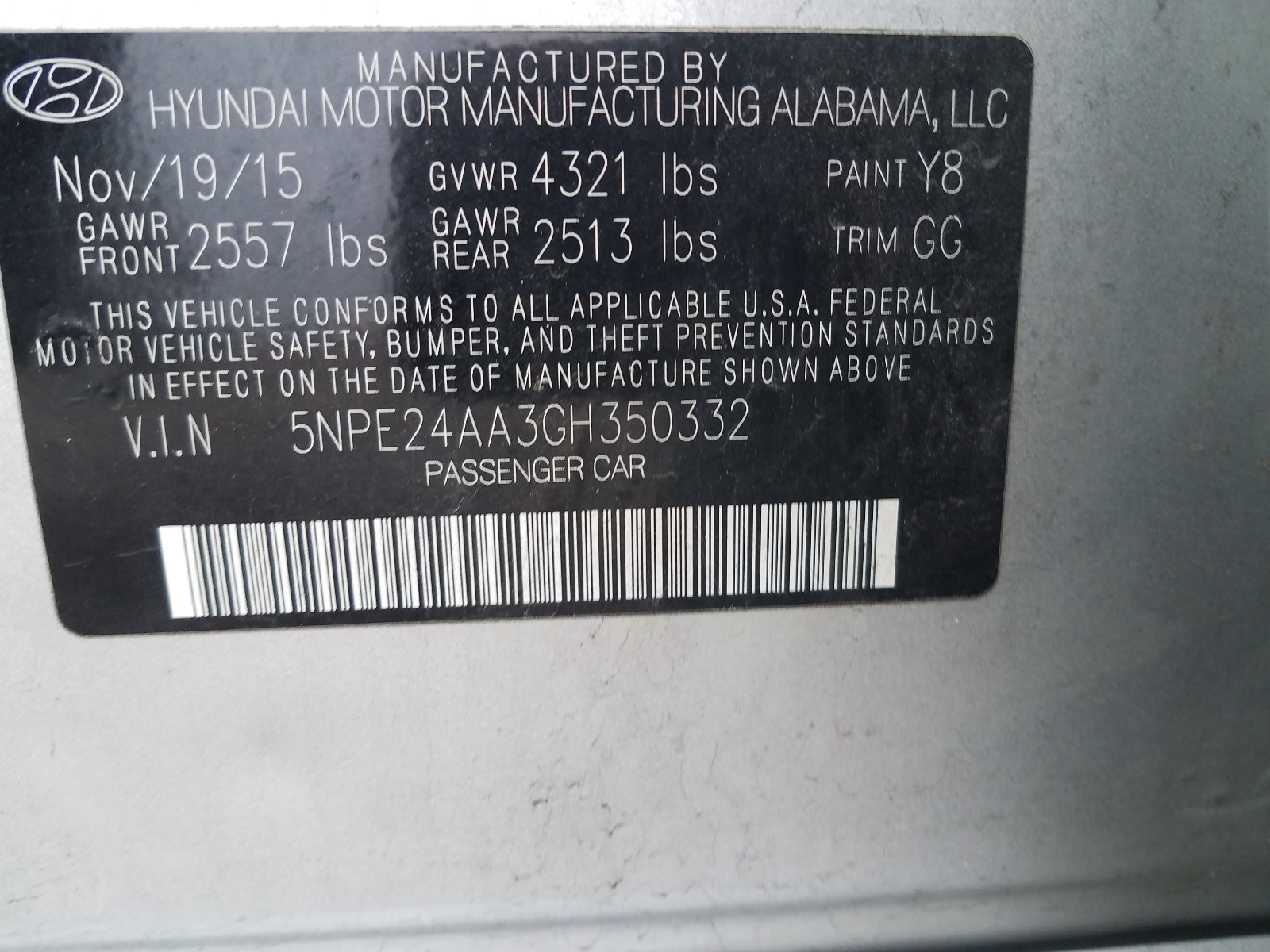 Photo 9 VIN: 5NPE24AA3GH350332 - HYUNDAI SONATA ECO 