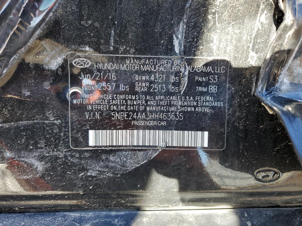 Photo 11 VIN: 5NPE24AA3HH463635 - HYUNDAI SONATA 