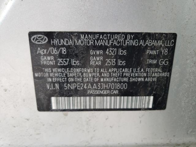 Photo 11 VIN: 5NPE24AA3JH701800 - HYUNDAI SONATA ECO 