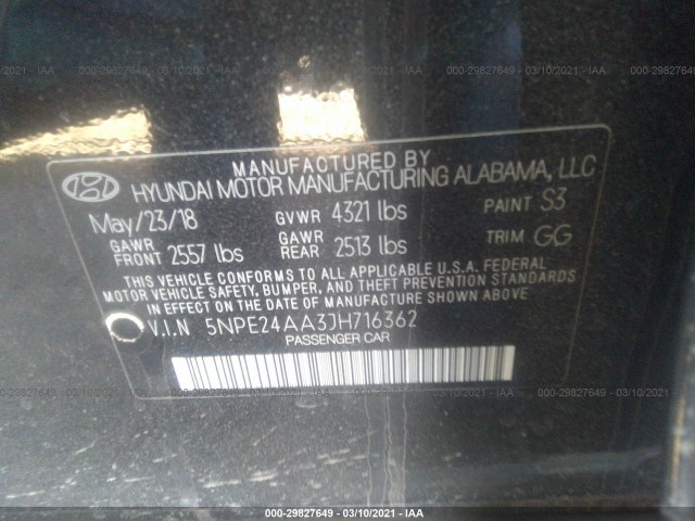 Photo 8 VIN: 5NPE24AA3JH716362 - HYUNDAI SONATA 