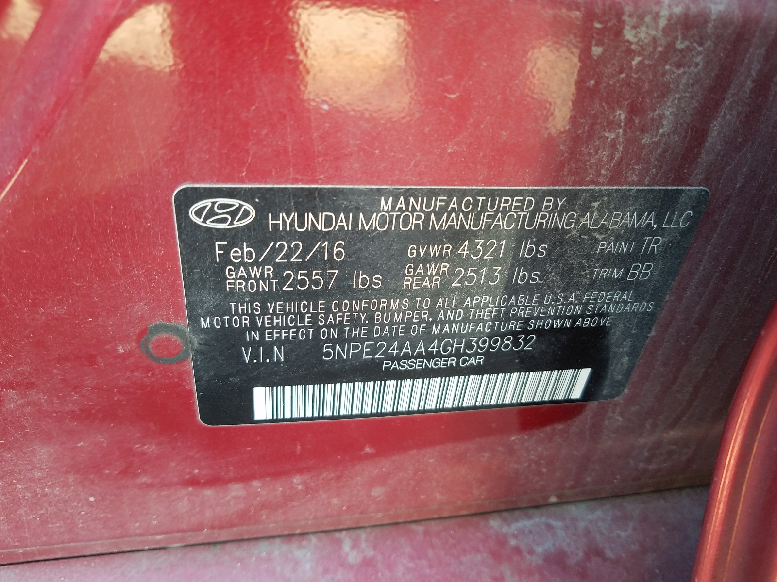 Photo 9 VIN: 5NPE24AA4GH399832 - HYUNDAI SONATA ECO 