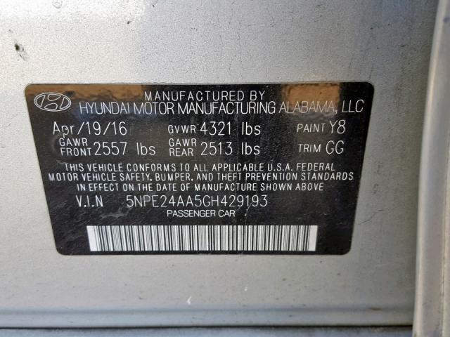 Photo 9 VIN: 5NPE24AA5GH429193 - HYUNDAI SONATA ECO 