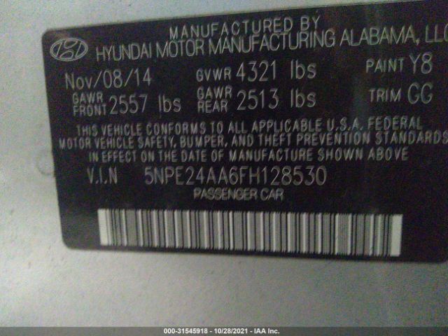 Photo 8 VIN: 5NPE24AA6FH128530 - HYUNDAI SONATA 