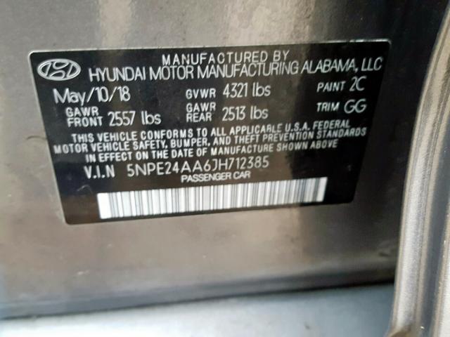 Photo 9 VIN: 5NPE24AA6JH712385 - HYUNDAI SONATA ECO 