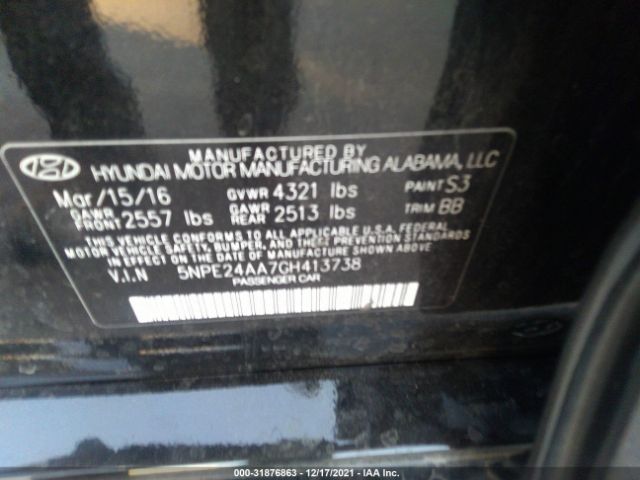 Photo 8 VIN: 5NPE24AA7GH413738 - HYUNDAI SONATA 