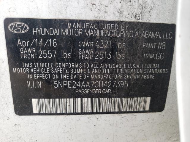 Photo 9 VIN: 5NPE24AA7GH427395 - HYUNDAI SONATA ECO 