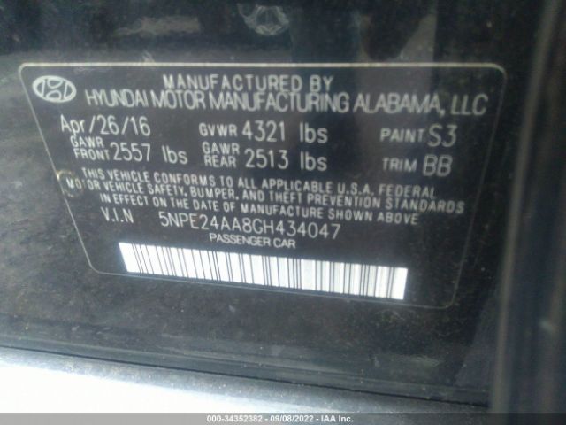 Photo 8 VIN: 5NPE24AA8GH434047 - HYUNDAI SONATA 