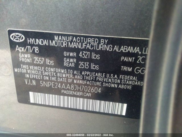 Photo 8 VIN: 5NPE24AA8JH702604 - HYUNDAI SONATA 