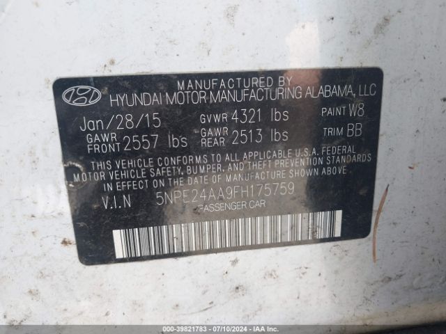 Photo 8 VIN: 5NPE24AA9FH175759 - HYUNDAI SONATA 