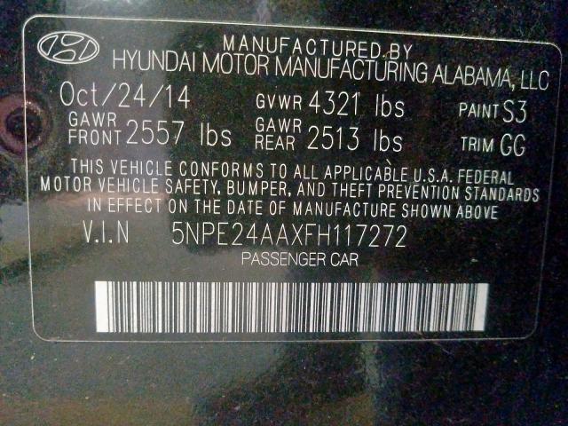 Photo 9 VIN: 5NPE24AAXFH117272 - HYUNDAI SONATA ECO 