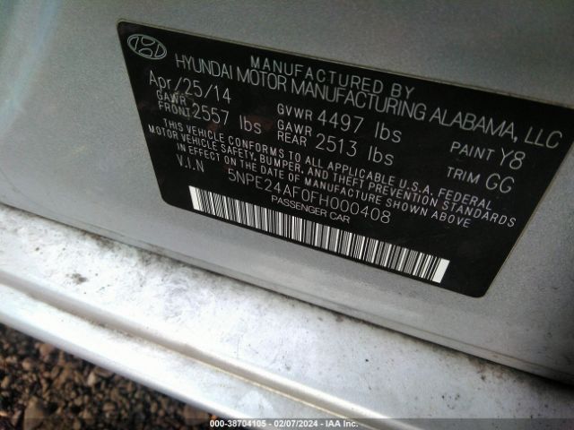 Photo 8 VIN: 5NPE24AF0FH000408 - HYUNDAI SONATA 