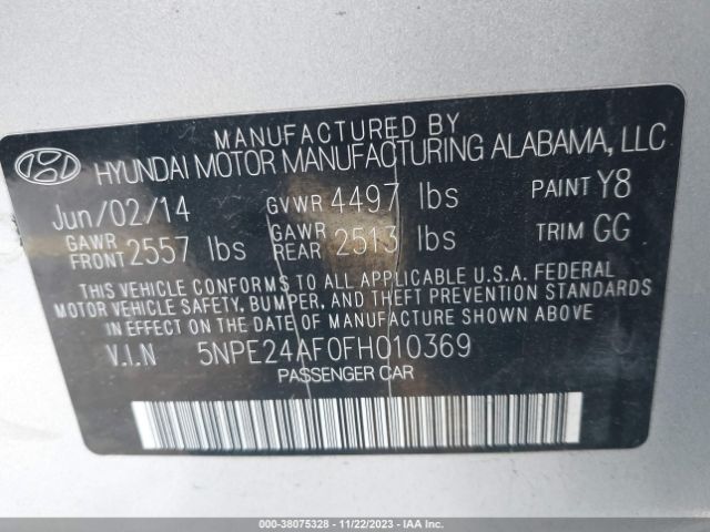 Photo 8 VIN: 5NPE24AF0FH010369 - HYUNDAI SONATA 