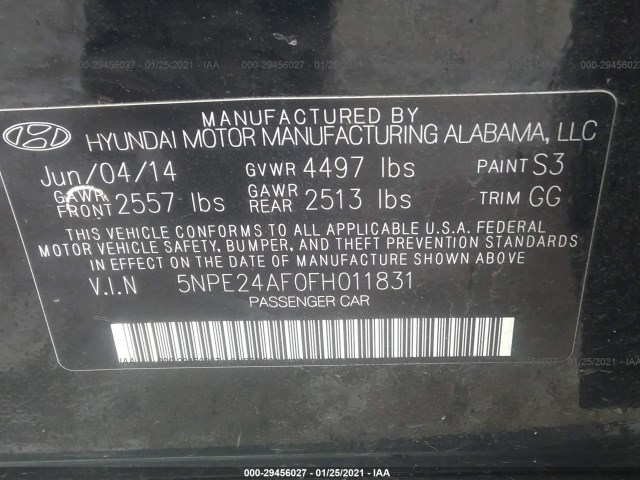 Photo 8 VIN: 5NPE24AF0FH011831 - HYUNDAI SONATA 