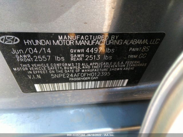 Photo 8 VIN: 5NPE24AF0FH012395 - HYUNDAI SONATA 