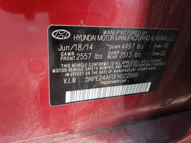 Photo 9 VIN: 5NPE24AF0FH022988 - HYUNDAI SONATA SE 