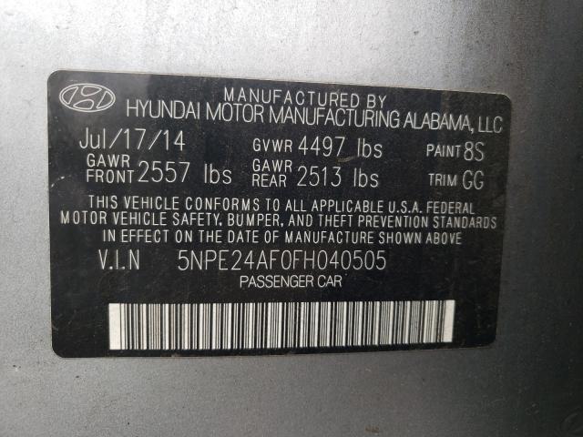 Photo 9 VIN: 5NPE24AF0FH040505 - HYUNDAI SONATA SE 